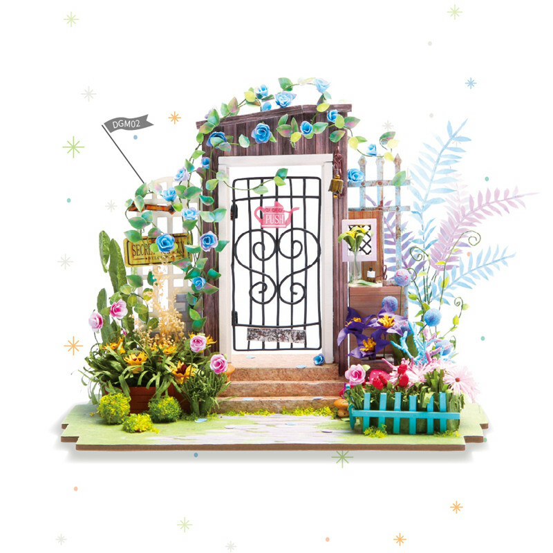 wooden toy house garden